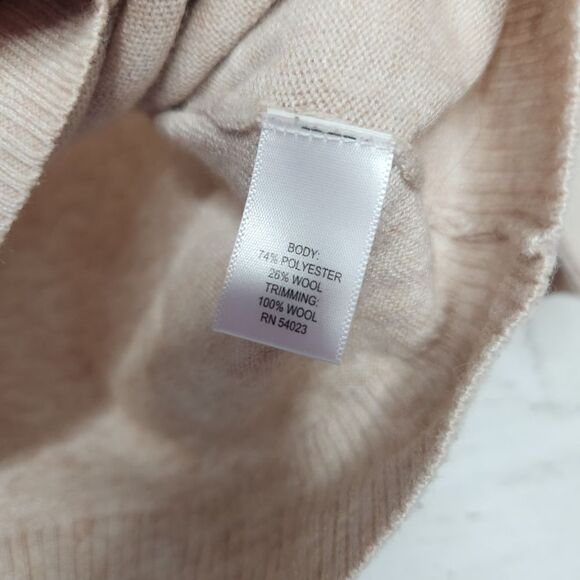 Banana Republic Beaded Crew Neck Sweater Tan small wool blend 3/4 sleeve - Picture 12 of 12